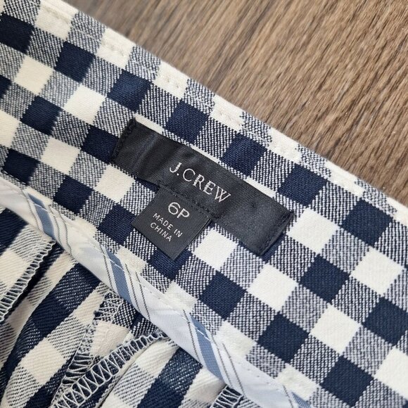 💙 J.Crew Gingham Cropped Cotton Blend Preppy Minimalist Pants Size 6P - Picture 5 of 8